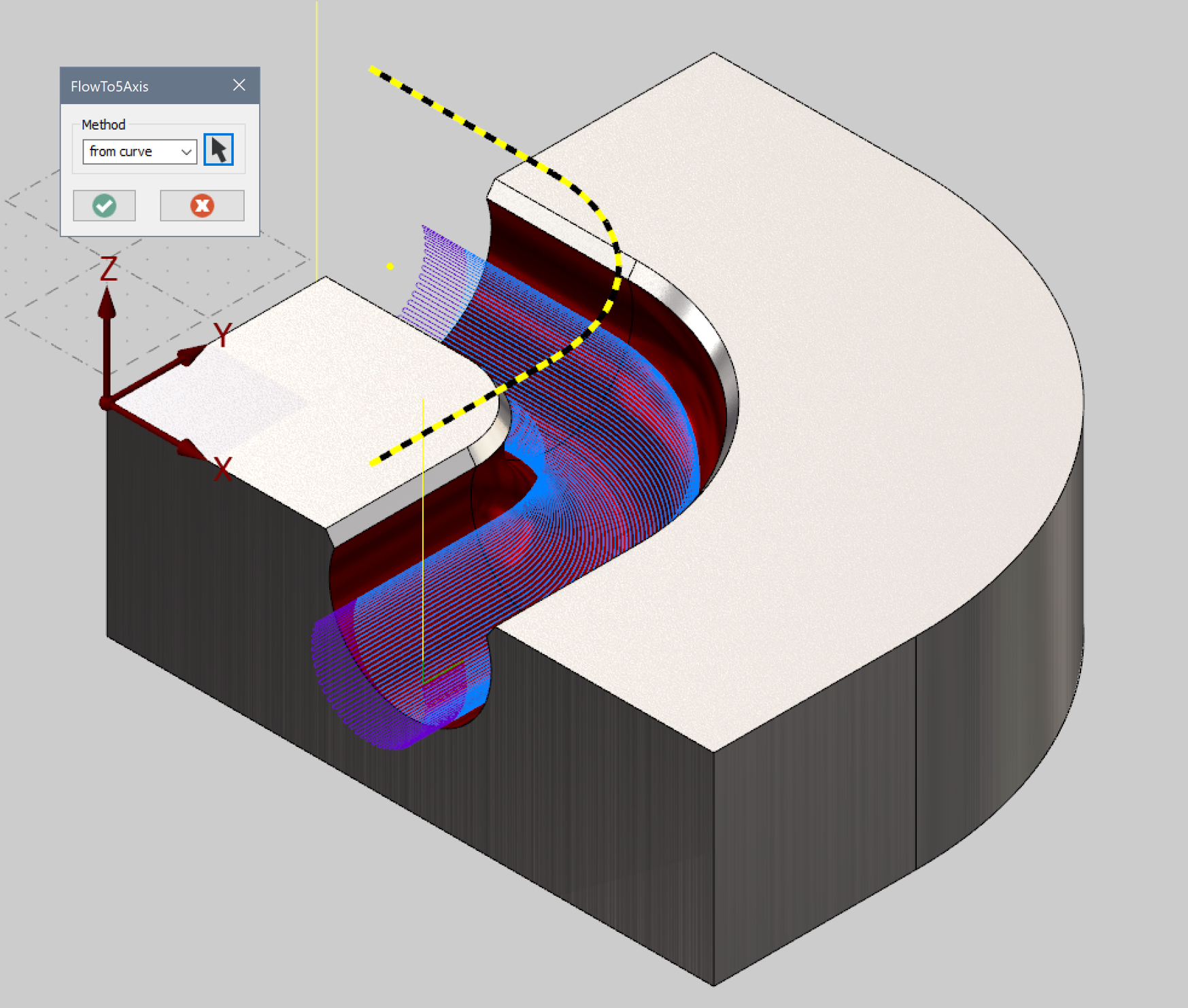 X+ FlowTo5Axis Toolpath Image